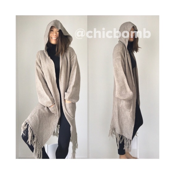 MARA Knit hoodie long cardigan . - Picture 2 of 6